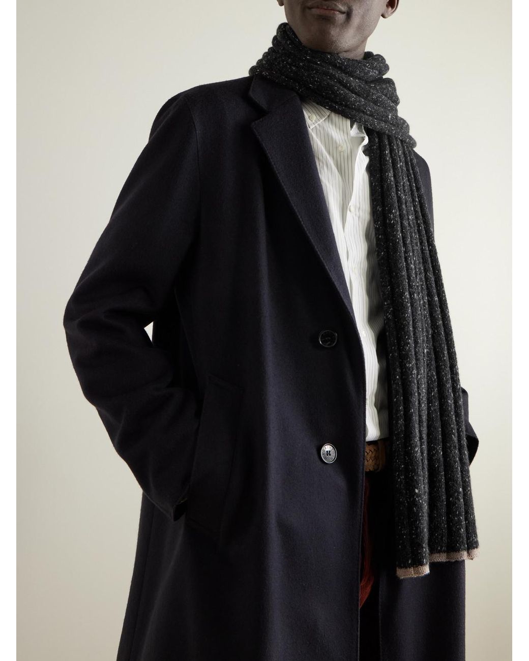 Ribbed Cashmere Scarf di Brunello Cucinelli in Black da Uomo