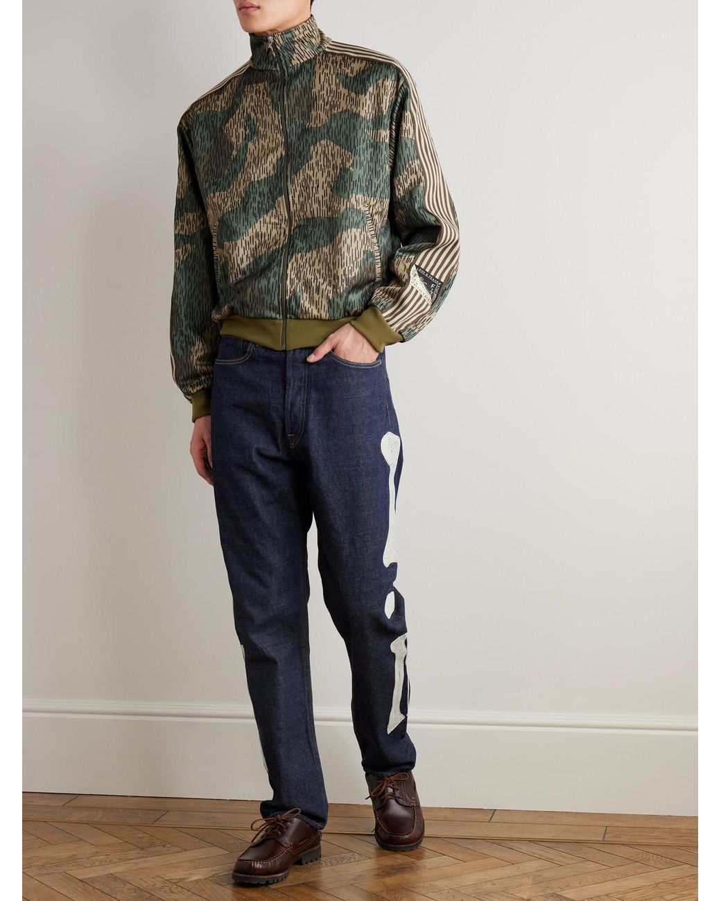Kapital Blue Okagilly Slim-fit Crochet-trimmed Jeans for men