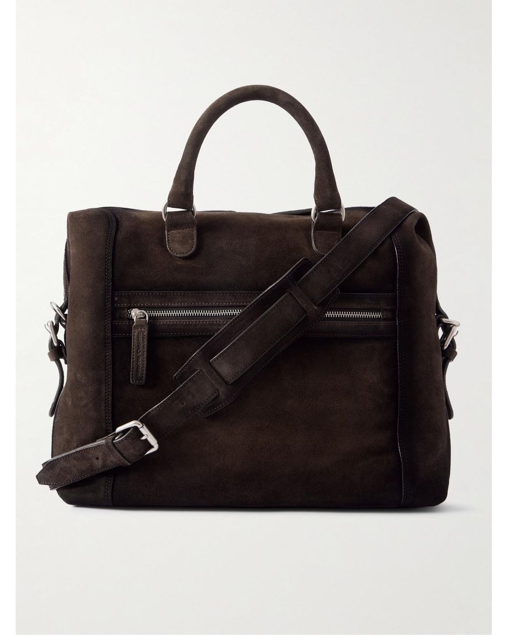 Officine Creative Black Jules 003 Airbrushed Suede Briefcase for men