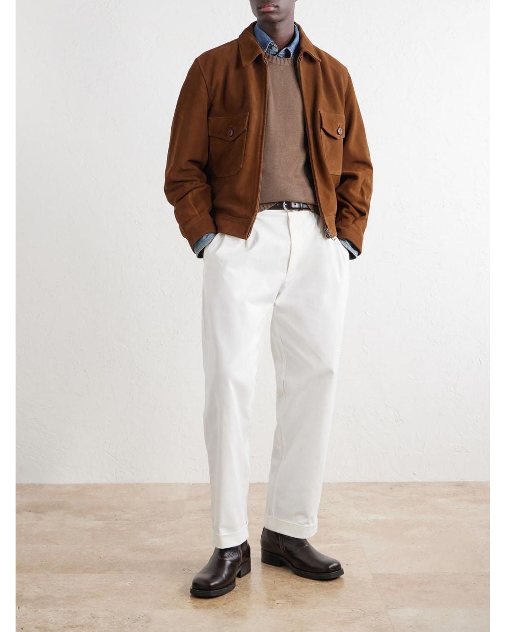 Ghiaia Brown Cotton Sweater for men