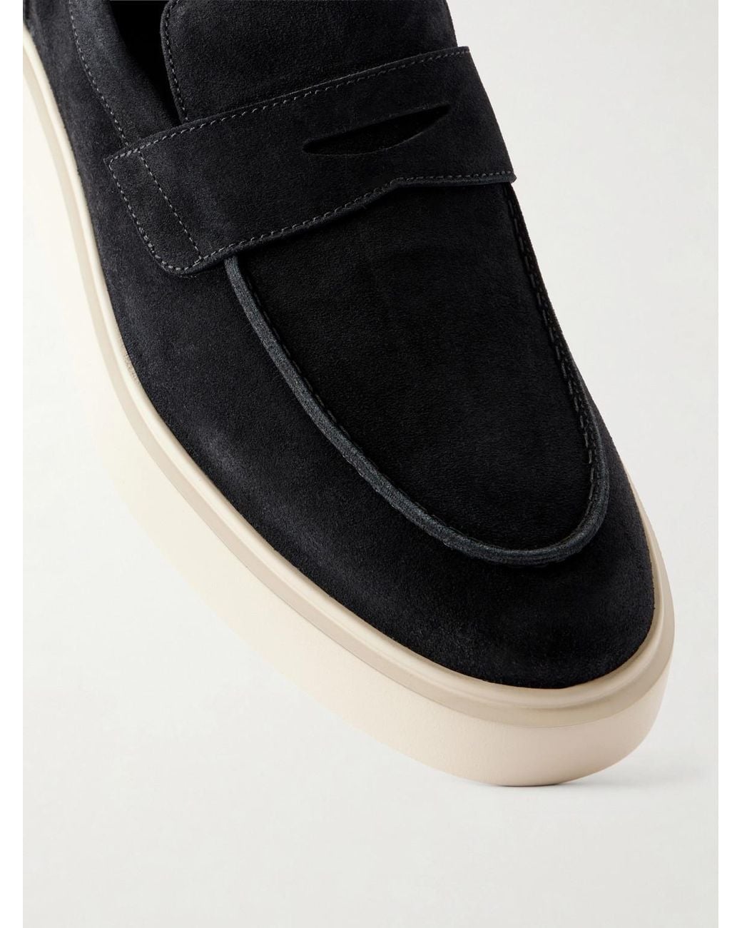 Officine Creative Black Frame 001 Suede Penny Loafers for men