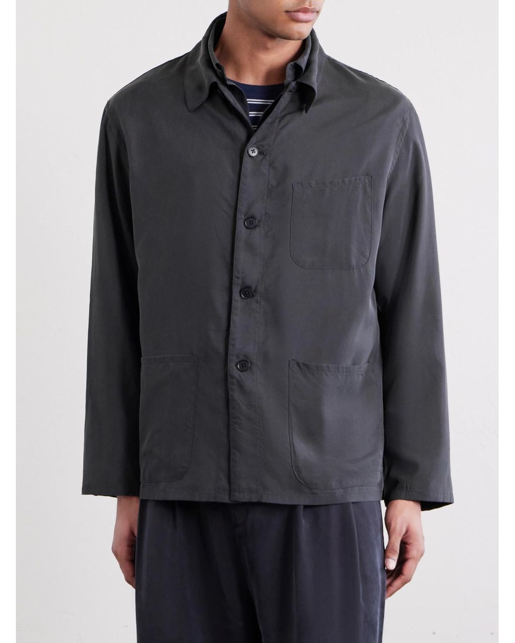 Kaptain Sunshine Blue Silk-gabardine Blouson Jacket for men