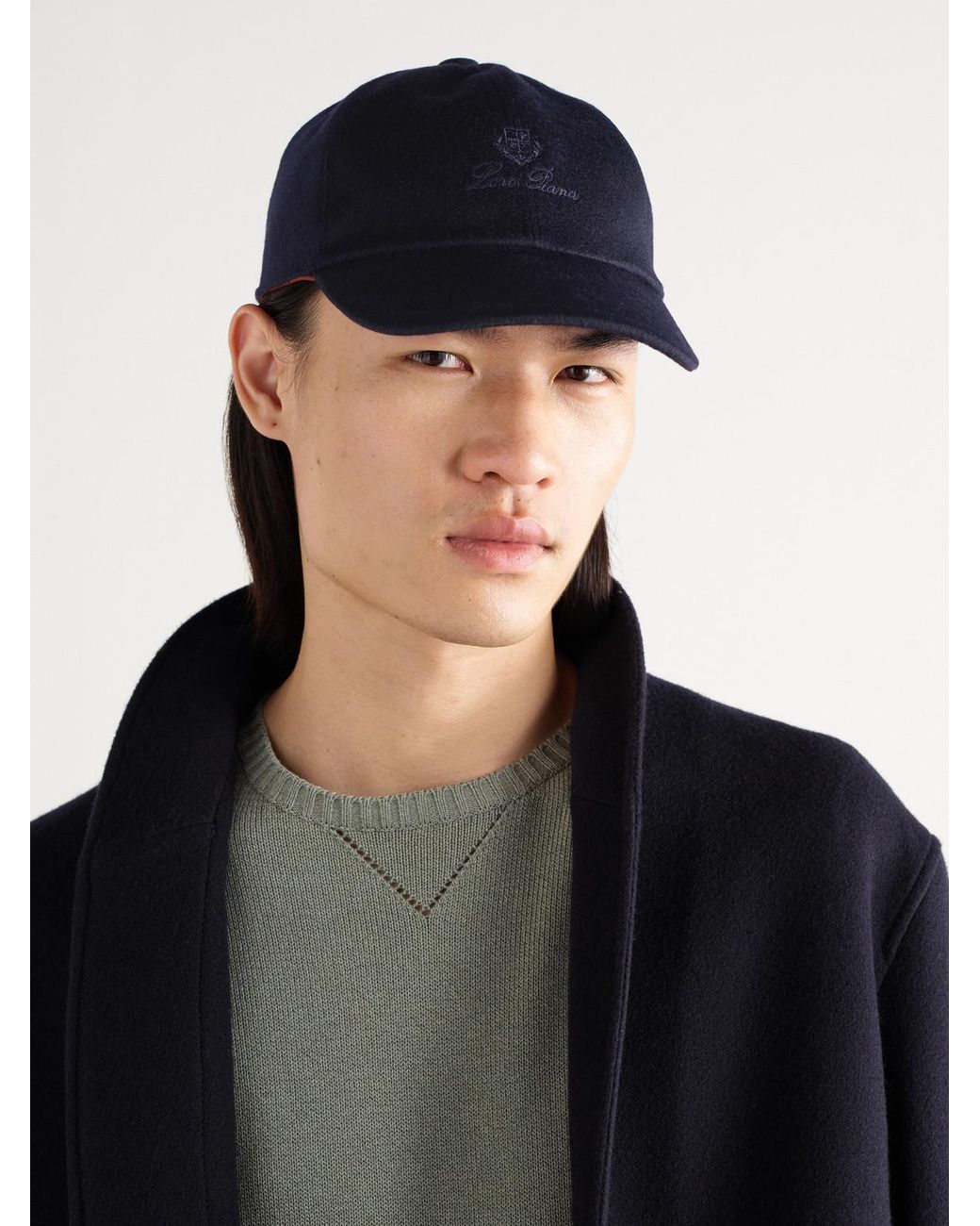 Loro Piana Blue Logo-Embroidered Storm System Baby Cashmere Baseball Cap for men