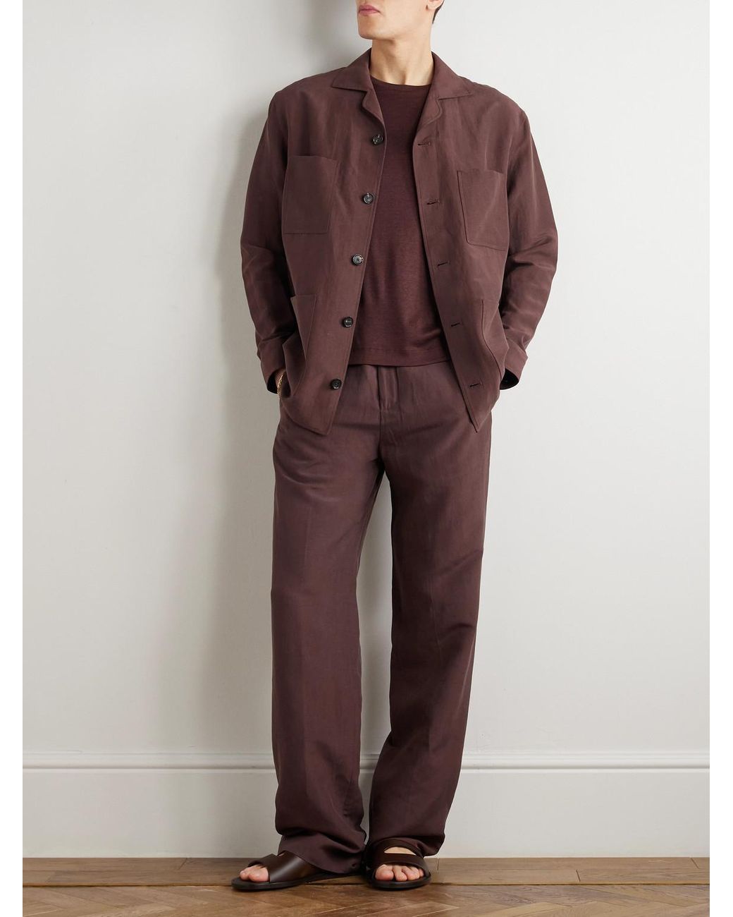 Loro Piana Purple Maryln Straight-Leg Linen And Silk-Blend Trousers for men