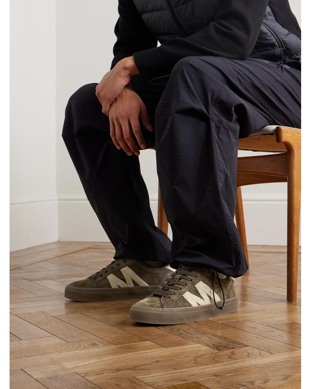 Moncler Brown Monaco Suede Sneakers for men