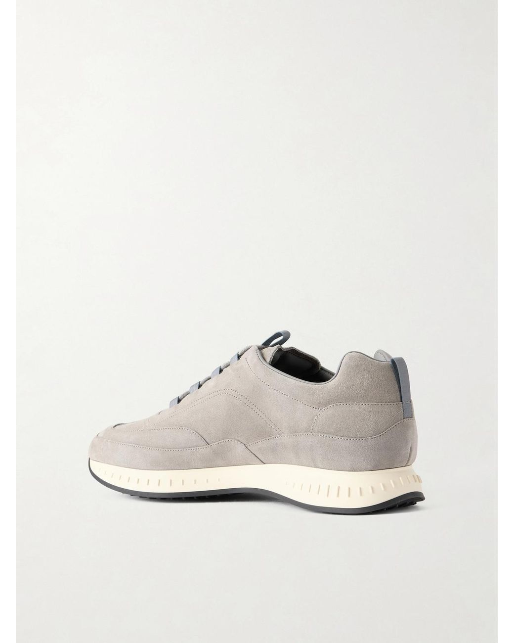John Lobb White Laced Stream Suede Sneakers for men