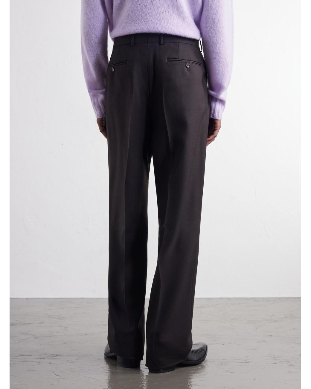 Tom Ford Black Straight-Leg Pleated Woven Wool Tuxedo Trousers for men