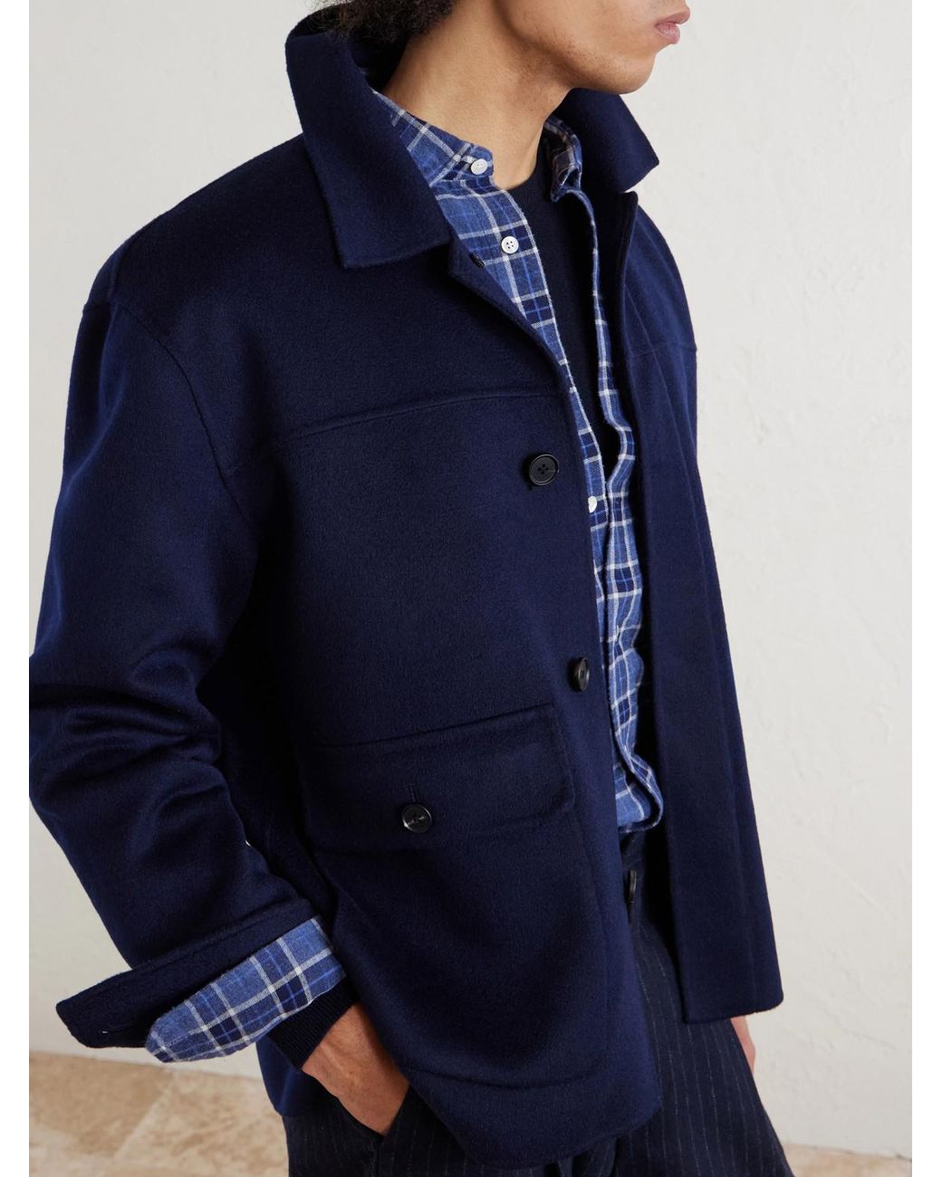 Mr P. Blue Double-faced Cashmere Chore Jacket for men