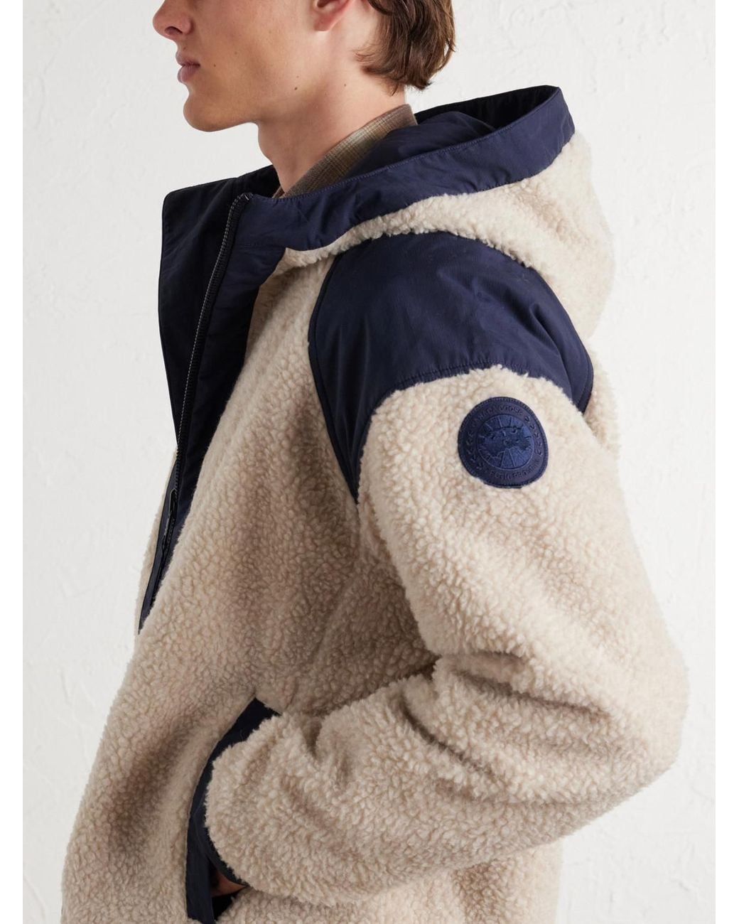 Canada Goose Blue Alberni Reversible Hooded Ripstop-Trimmed Wool-Blend Fleece Bomber Jacket for men