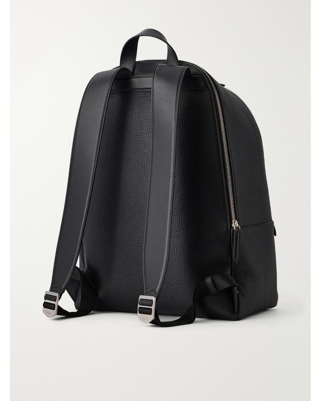 Smythson Black Full-Grain Leather Backpack for men