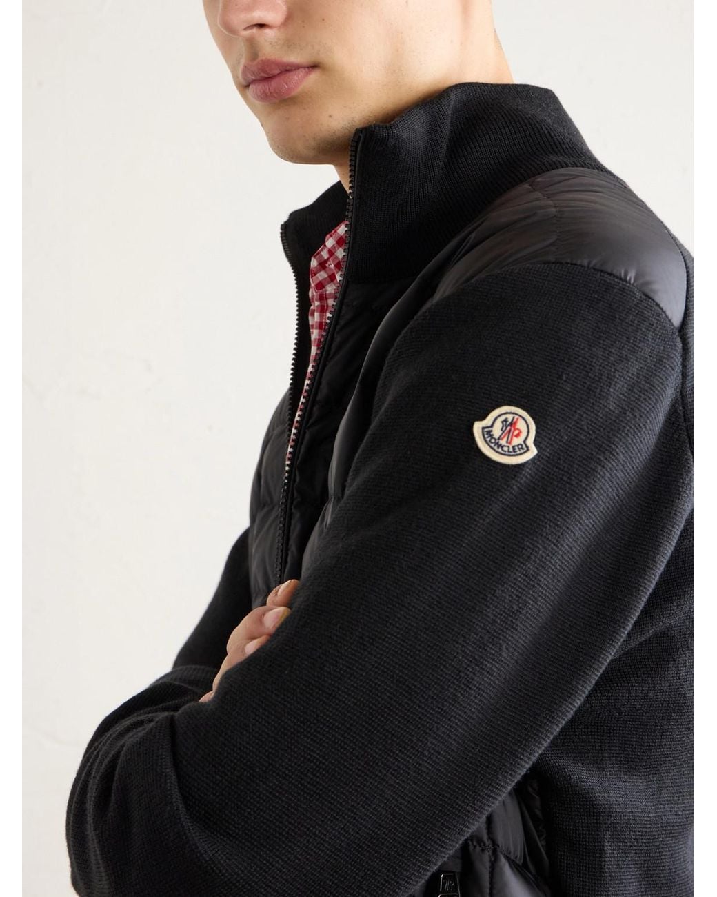 Moncler Blue Wool And Quilted Shell Zip-Up Cardigan for men