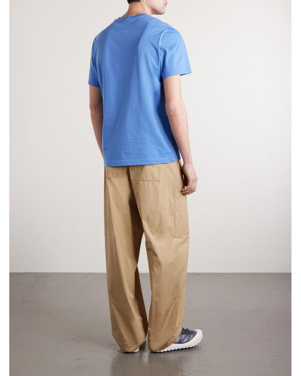 Moncler Blue Logo-Appliquéd Cotton-Jersey T-Shirt for men