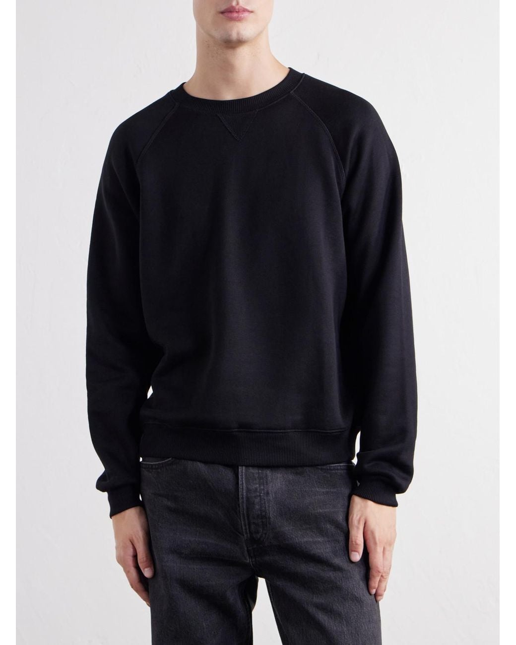 Totême Blue Cotton And Silk-Blend Jersey Sweater for men