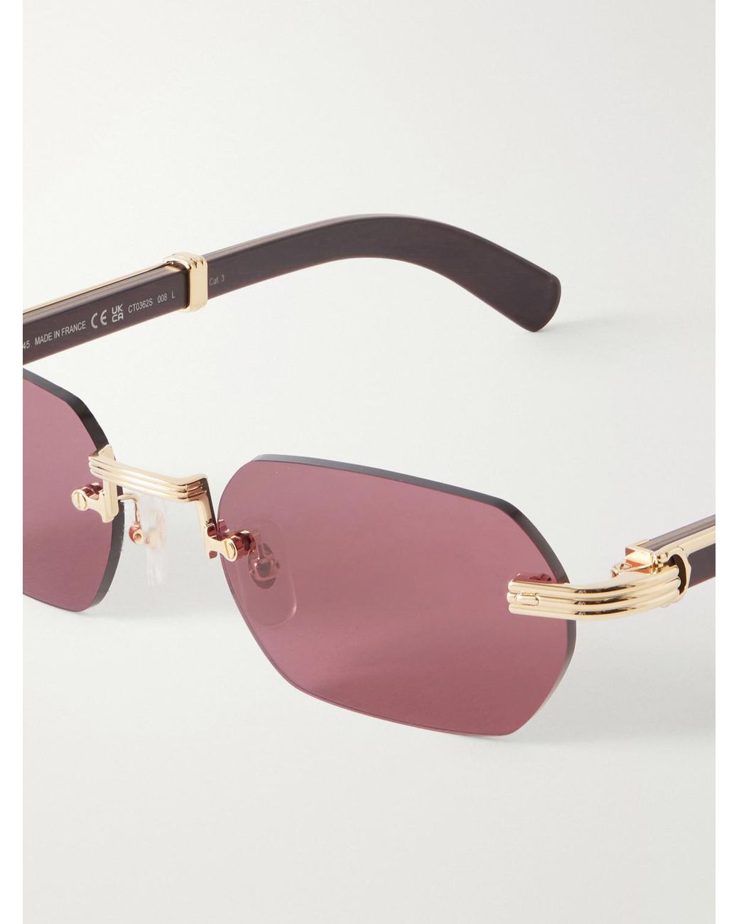 Cartier Metallic Première De Cartier Square-Frame-Tone Metal And Wood Sunglasses for men