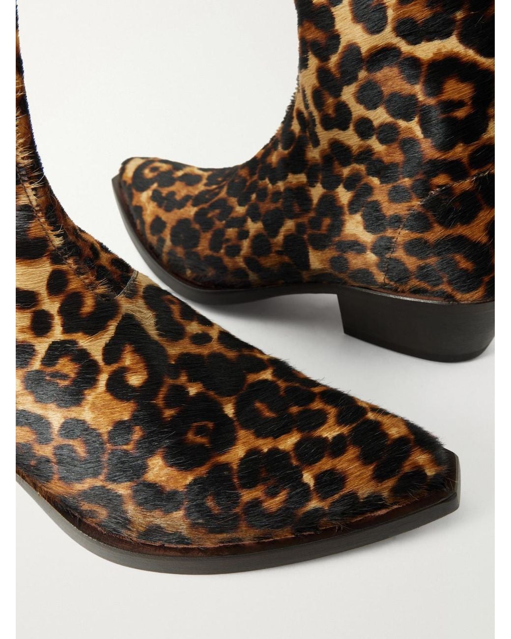 424 Brown Leopard-Print Calf-Hair Chelsea Boots for men