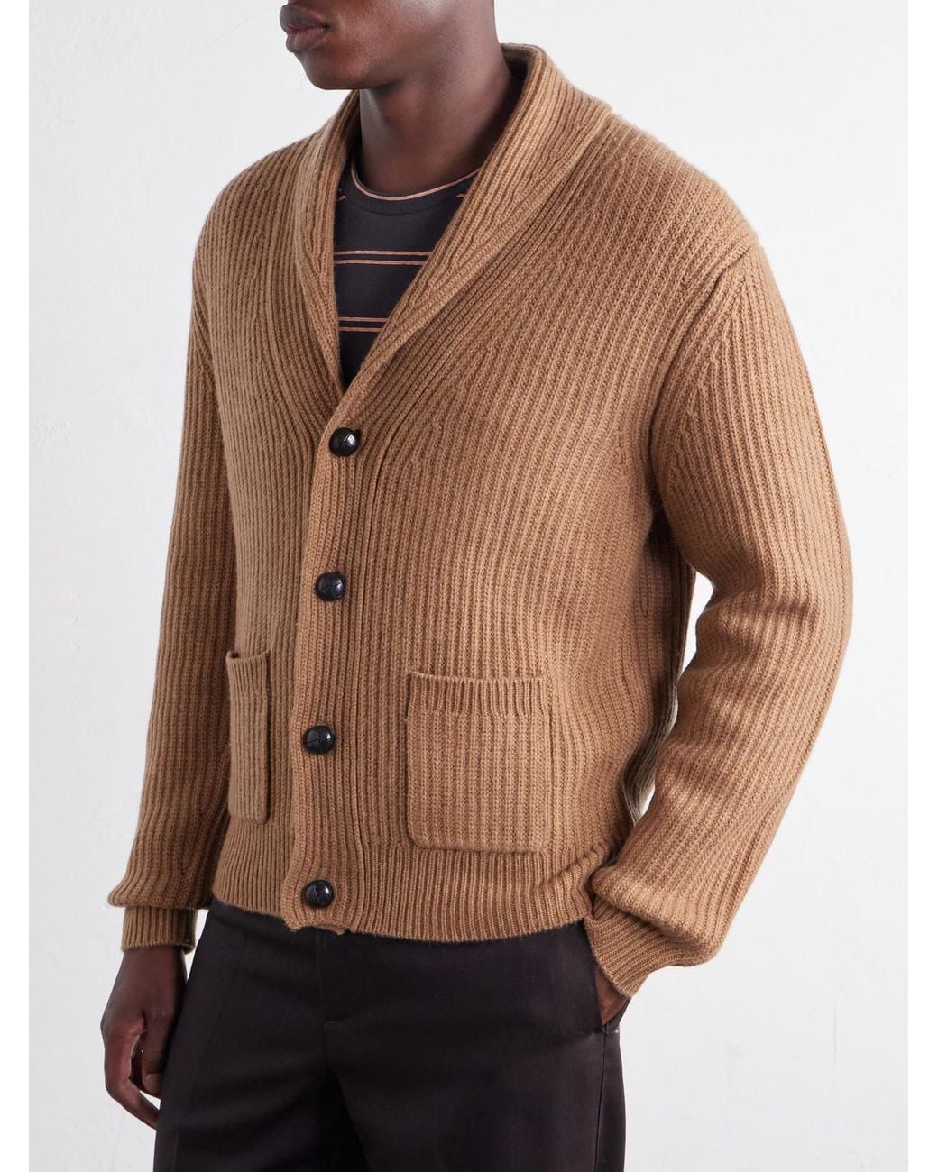 Mr P. Natural Ribbed Wool And Cashmere-Blend Cardigan for men