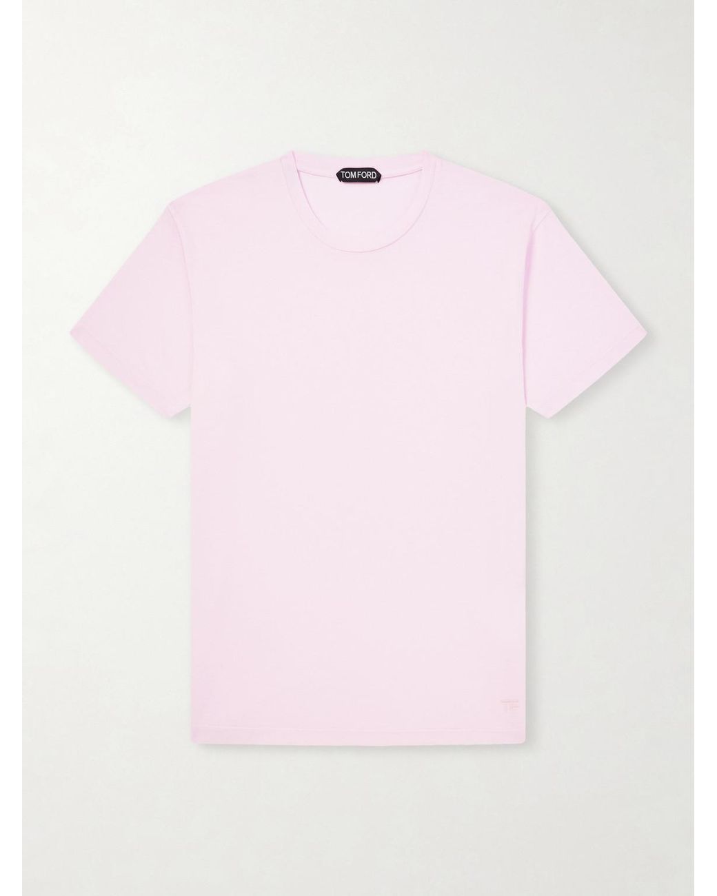 Tom Ford Pink Slim-Fit Logo-Embroidered Cotton And Silk-Blend Jersey T-Shirt for men