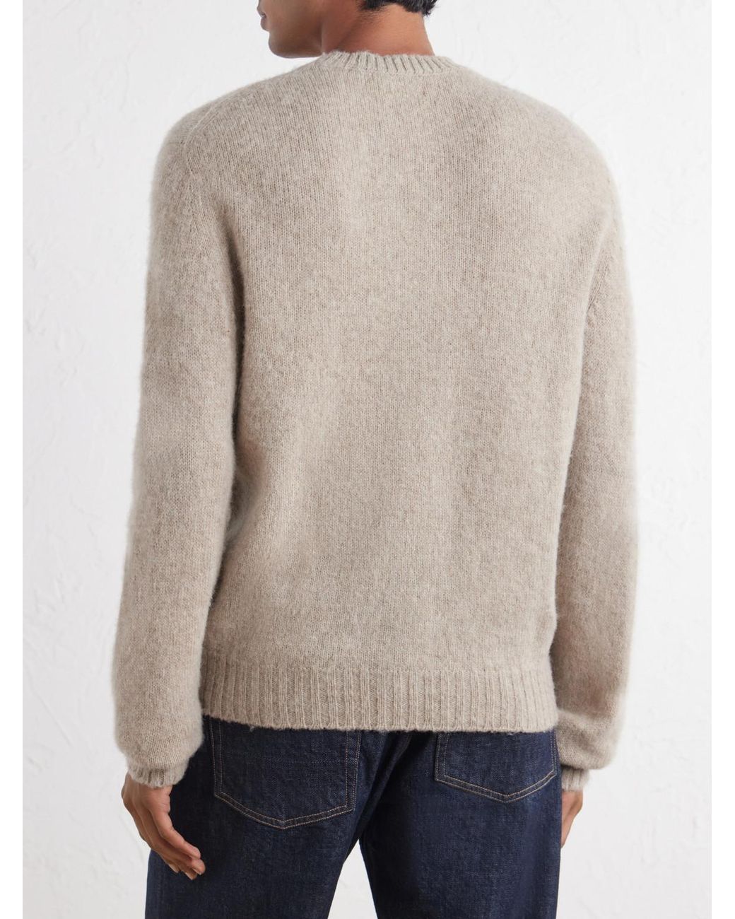 De Bonne Facture White Shaggy Sheep Wool Sweater for men