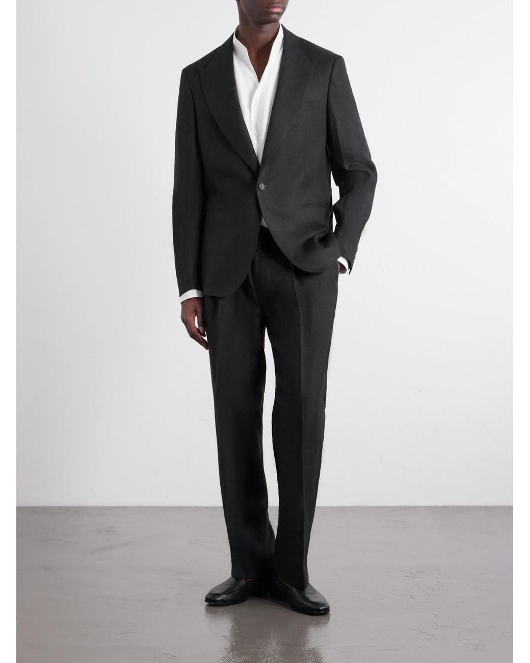 Mr P. Black Slim-Fit Linen Tuxedo Jacket for men