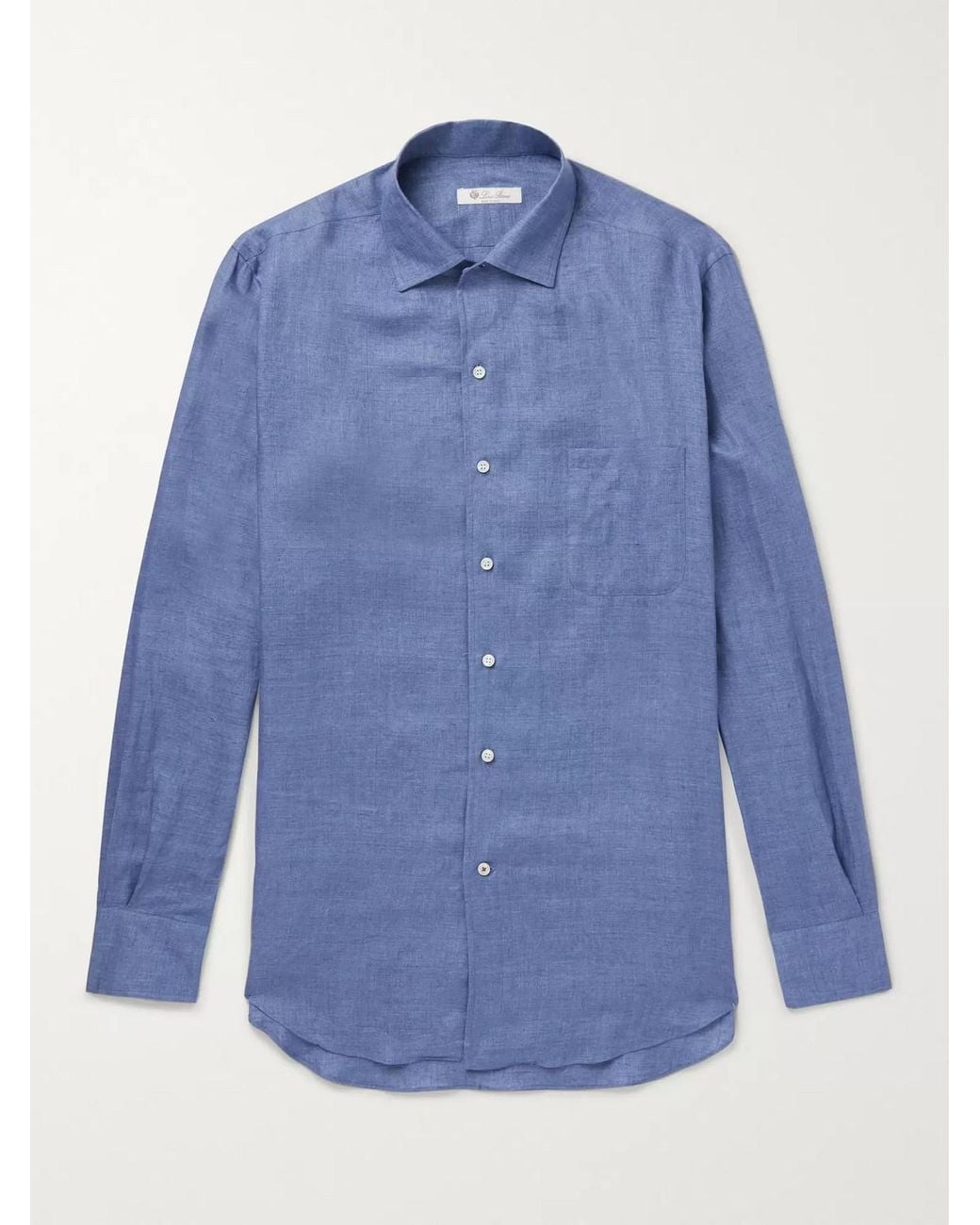 Loro Piana Blue André Slub Linen Shirt for men