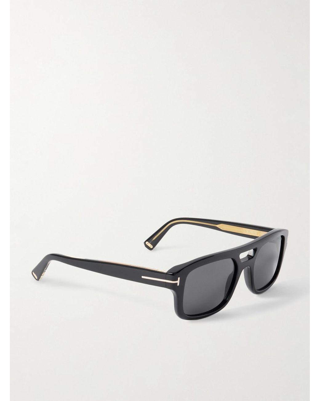 Tom Ford Black Double-Bridge Aviator-Style Acetate Sunglasses for men