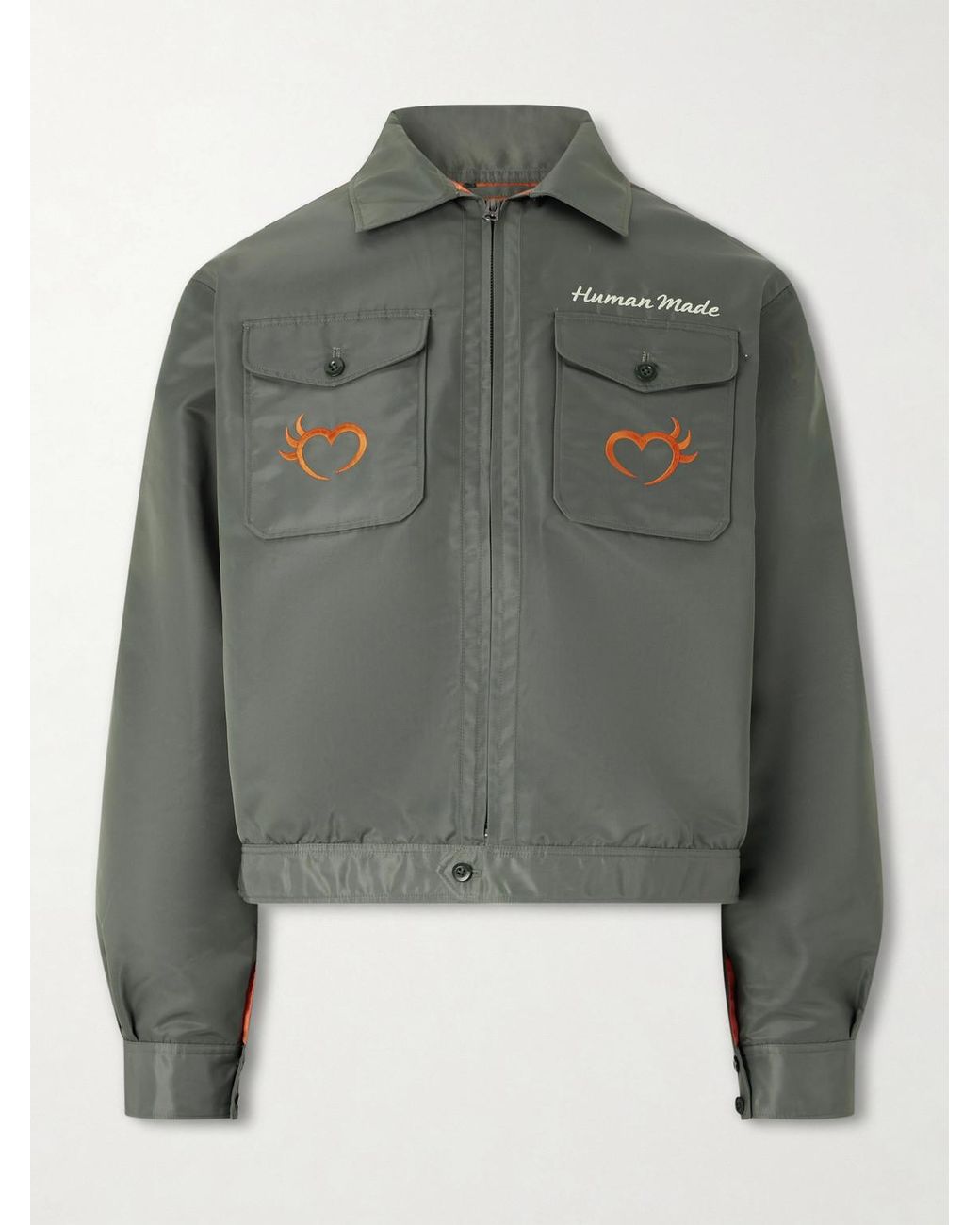 Embroidered Nylon Jacket di Human Made in Green da Uomo