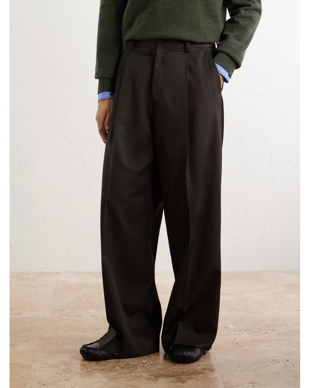 Ssstein Black Wide-Leg Wool Trousers for men