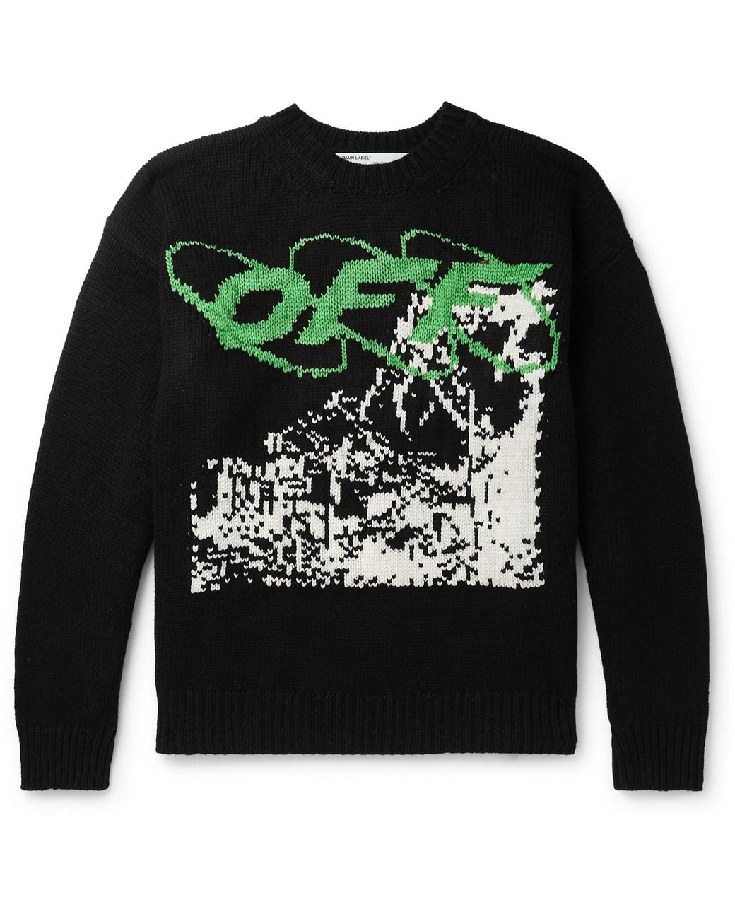 Off-White c/o Virgil Abloh Intarsia Wool-blend Sweater in Black