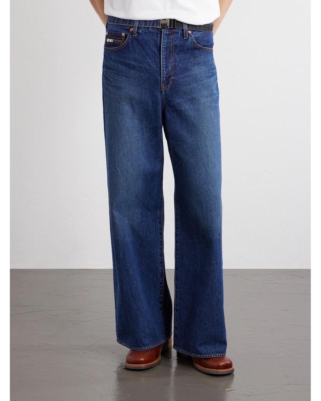 Sacai Blue Belted Wide-leg Jeans for men