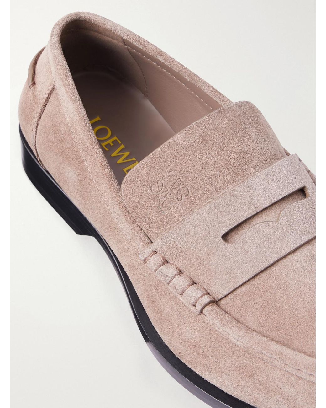 Loewe Pink Bobine Logo-Debossed Suede Loafers for men