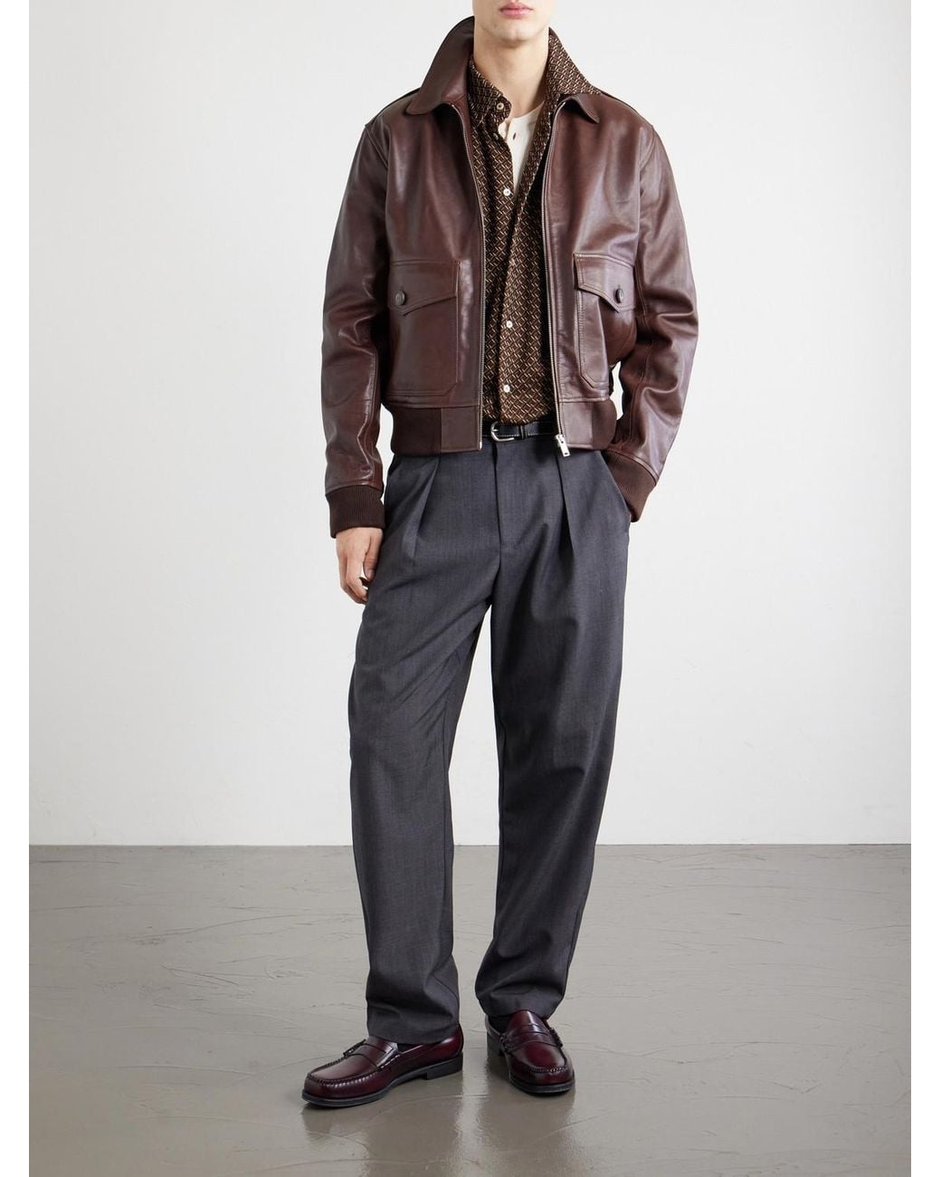 A.P.C. Brown Gael Leather Jacket for men