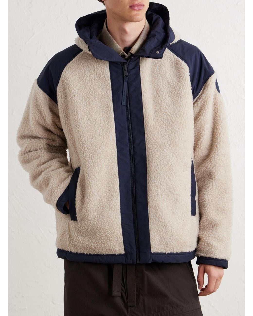 Canada Goose Blue Alberni Reversible Hooded Ripstop-Trimmed Wool-Blend Fleece Bomber Jacket for men