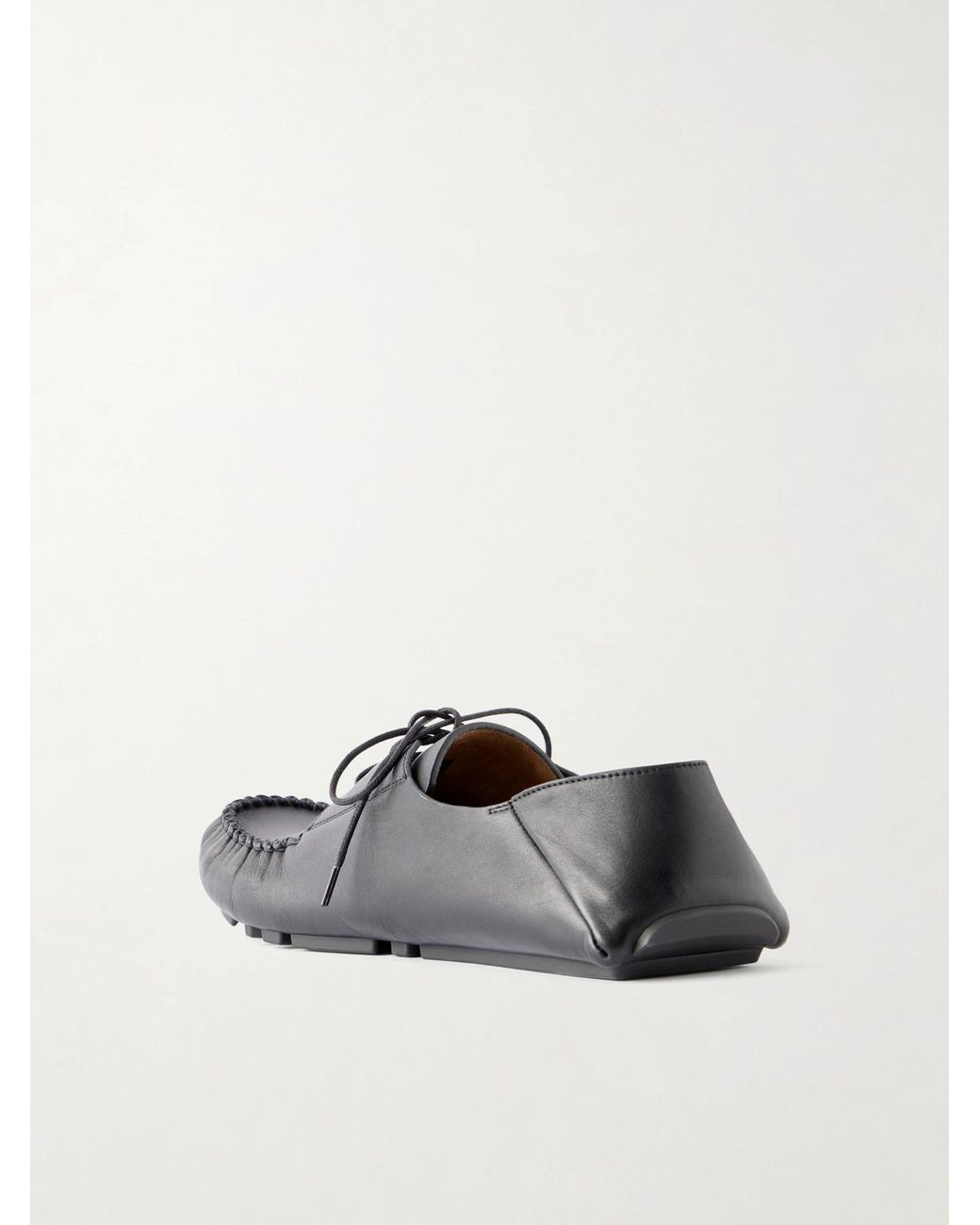 Loewe Black Rambla Leather Boat Shoes for men
