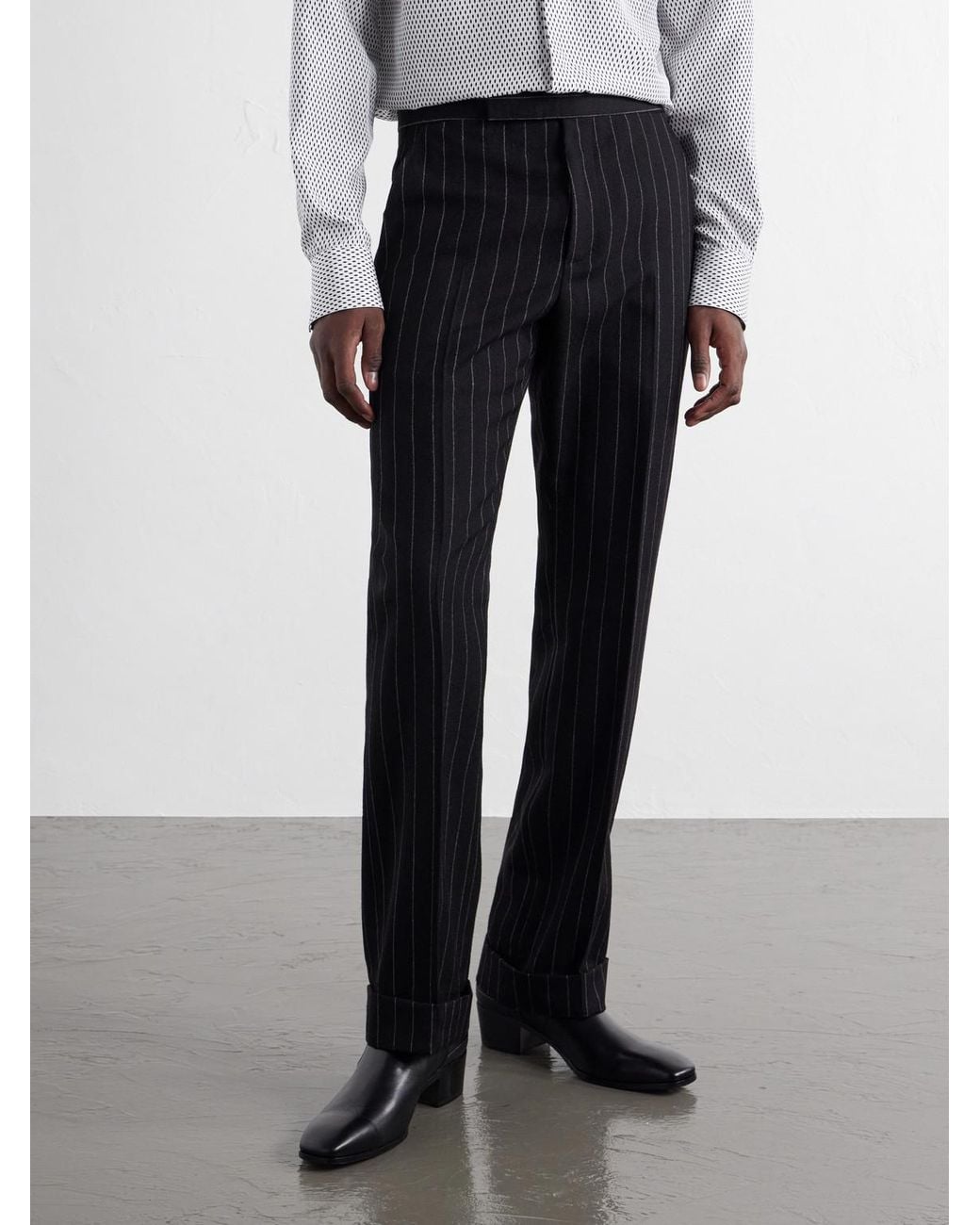 Tom Ford Black Straight-Leg Pinstriped Wool-Twill Suit Trousers for men