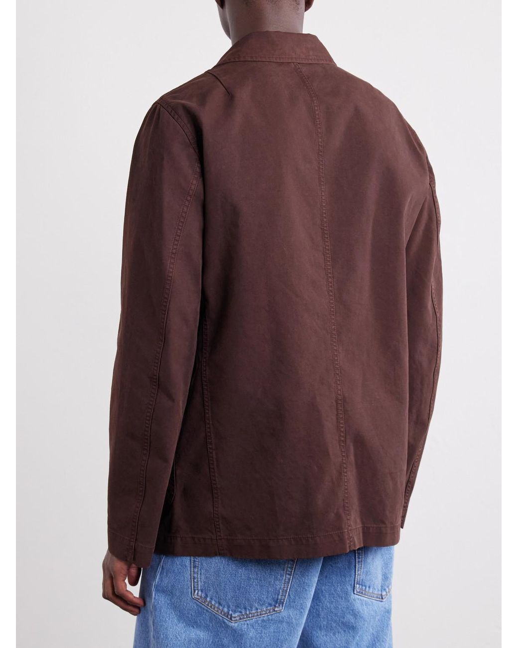 Dries Van Noten Brown Braxton Garment-Dyed Cotton Jacket for men
