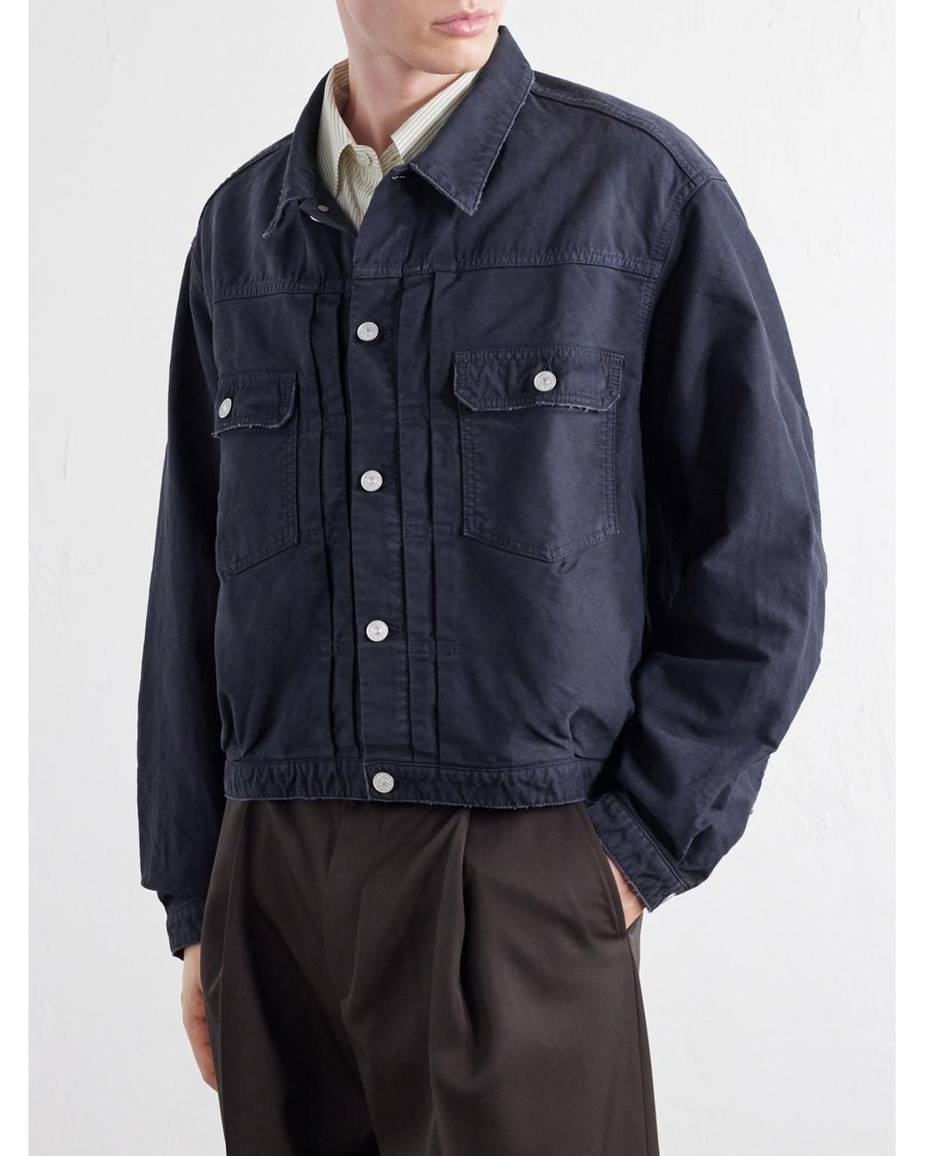 Visvim Blue 101Xx Embroidered Garment-Dyed Corduroy Jacket for men