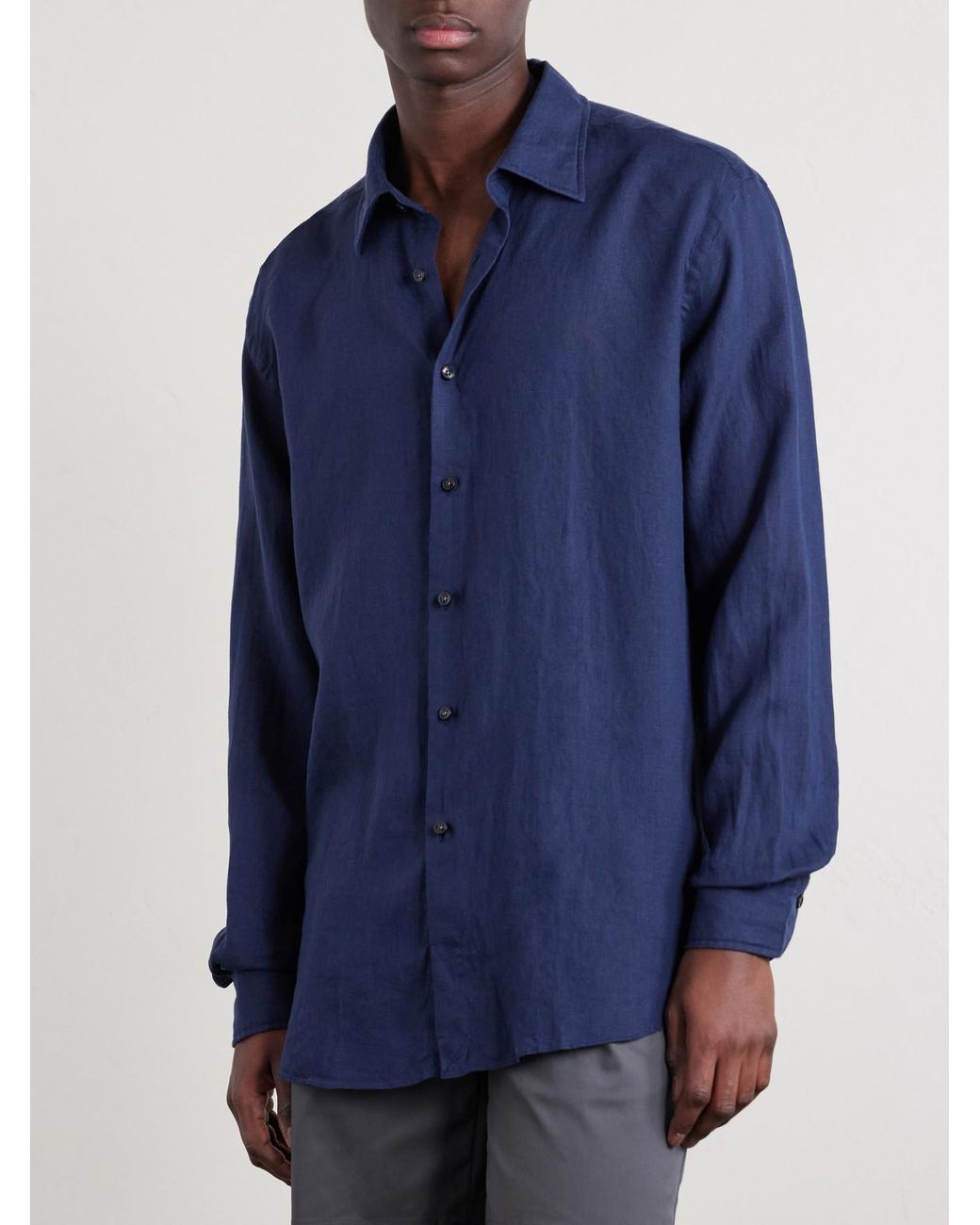 Glanshirt Linen Shirt di Slowear in Blue da Uomo