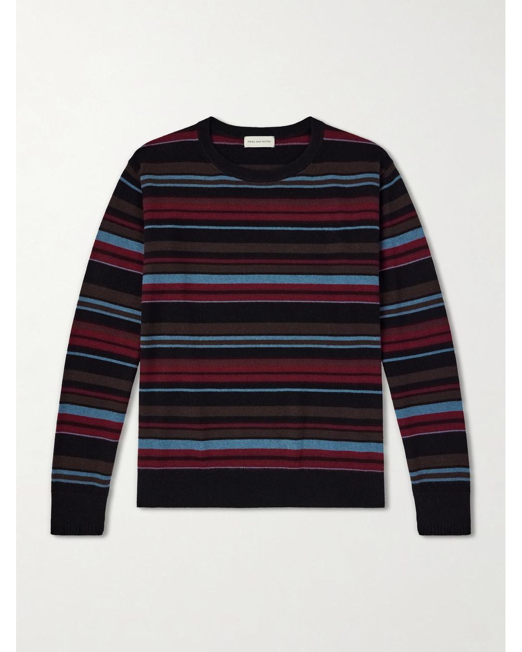 Dries Van Noten Blue Muroli Striped Cashmere Sweater for men