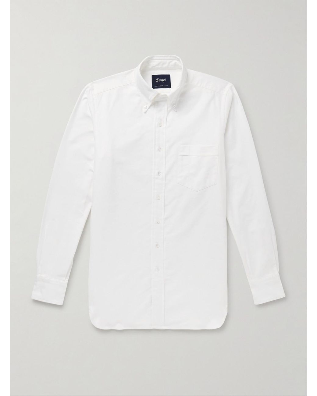 Drake's White Slim-Fit Button-Down Collar Cotton Oxford Shirt for men