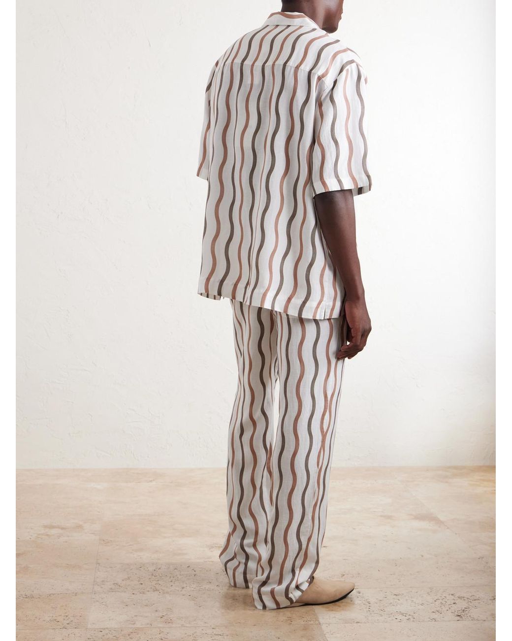Frescobol Carioca White La Marzocco Delfino Striped ® Linen-blend Pyjama Bottoms for men