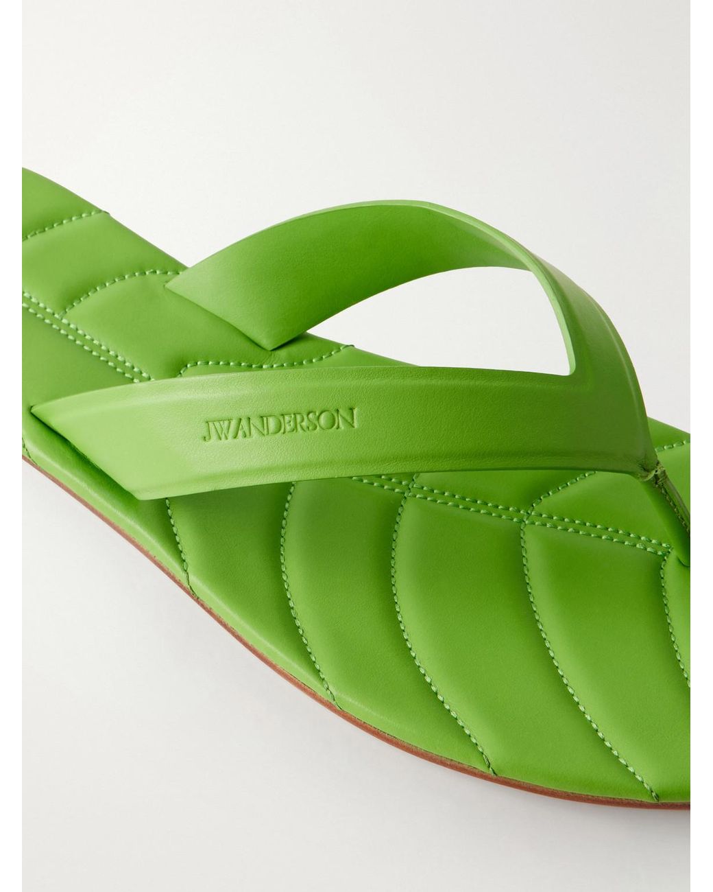 J.W. Anderson Green Leaf Logo-Debossed Leather Sandals for men