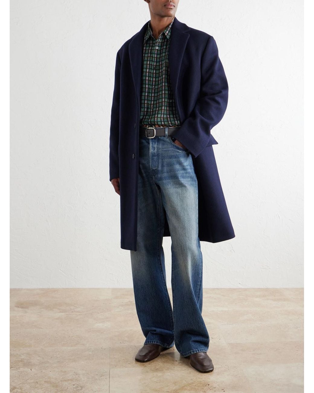 Dries Van Noten Blue Wool-Blend Coat for men