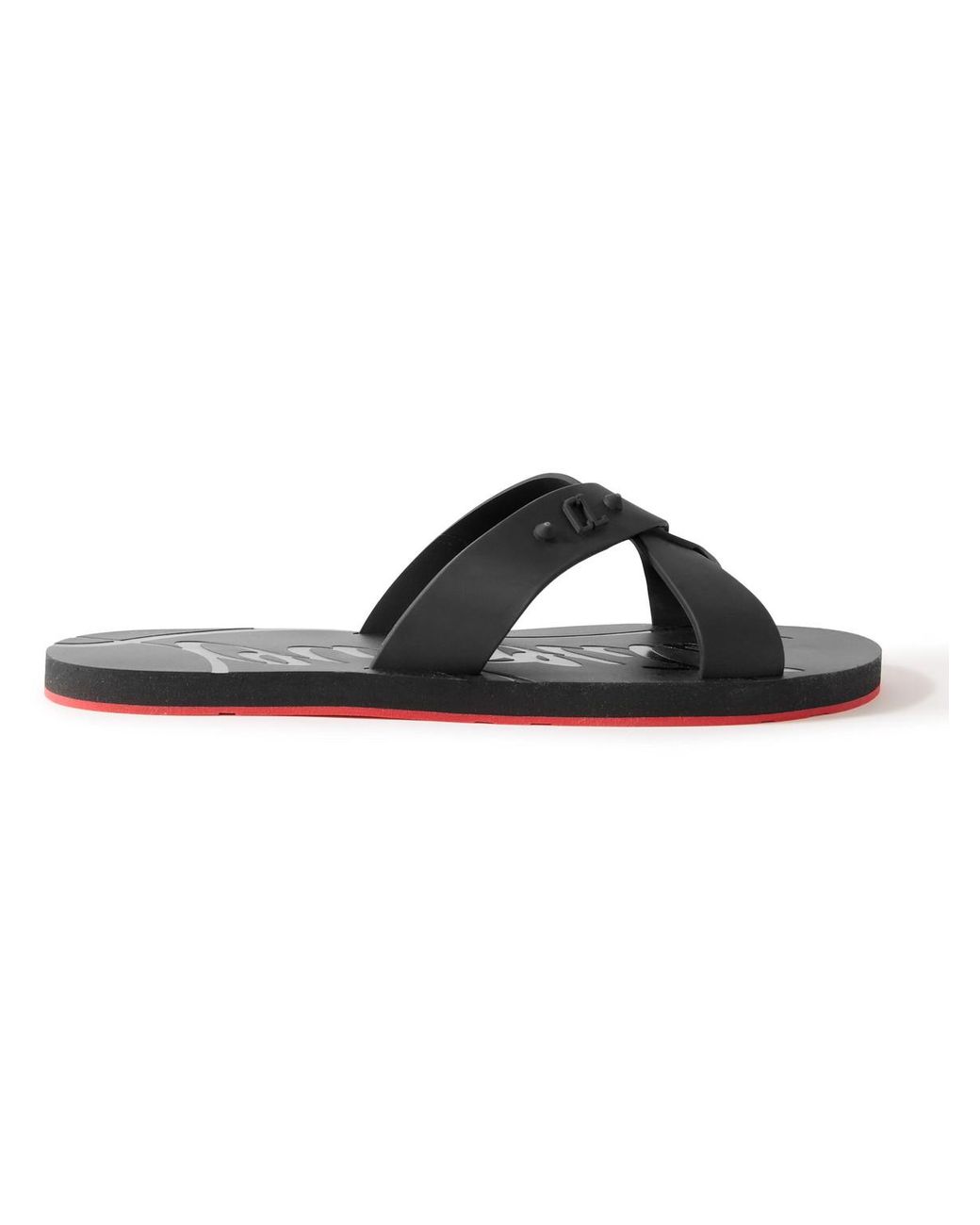 Christian Louboutin Loubi Cross Logo-Embossed Rubber Slides