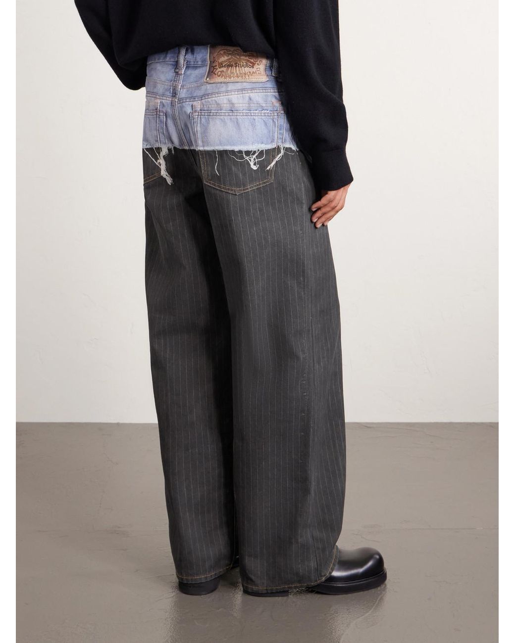 Acne Gray 1981 Straight-Leg Trompe L'Oeil Organic Jeans for men