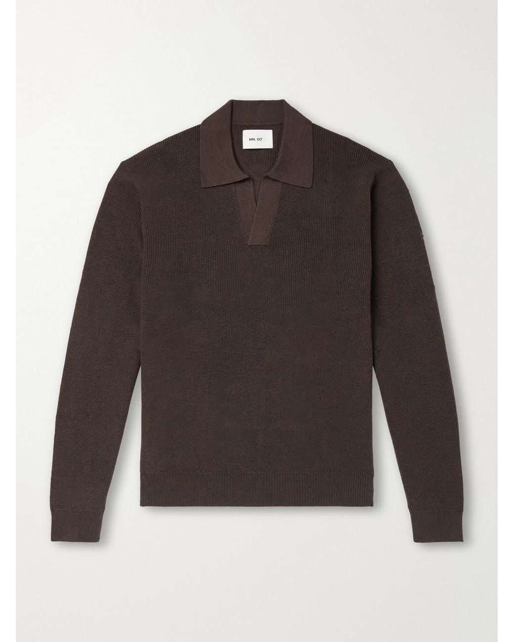 NN07 Brown Hope Rib 60060 Organic Cotton And Cashmere-Blend Polo Shirt for men