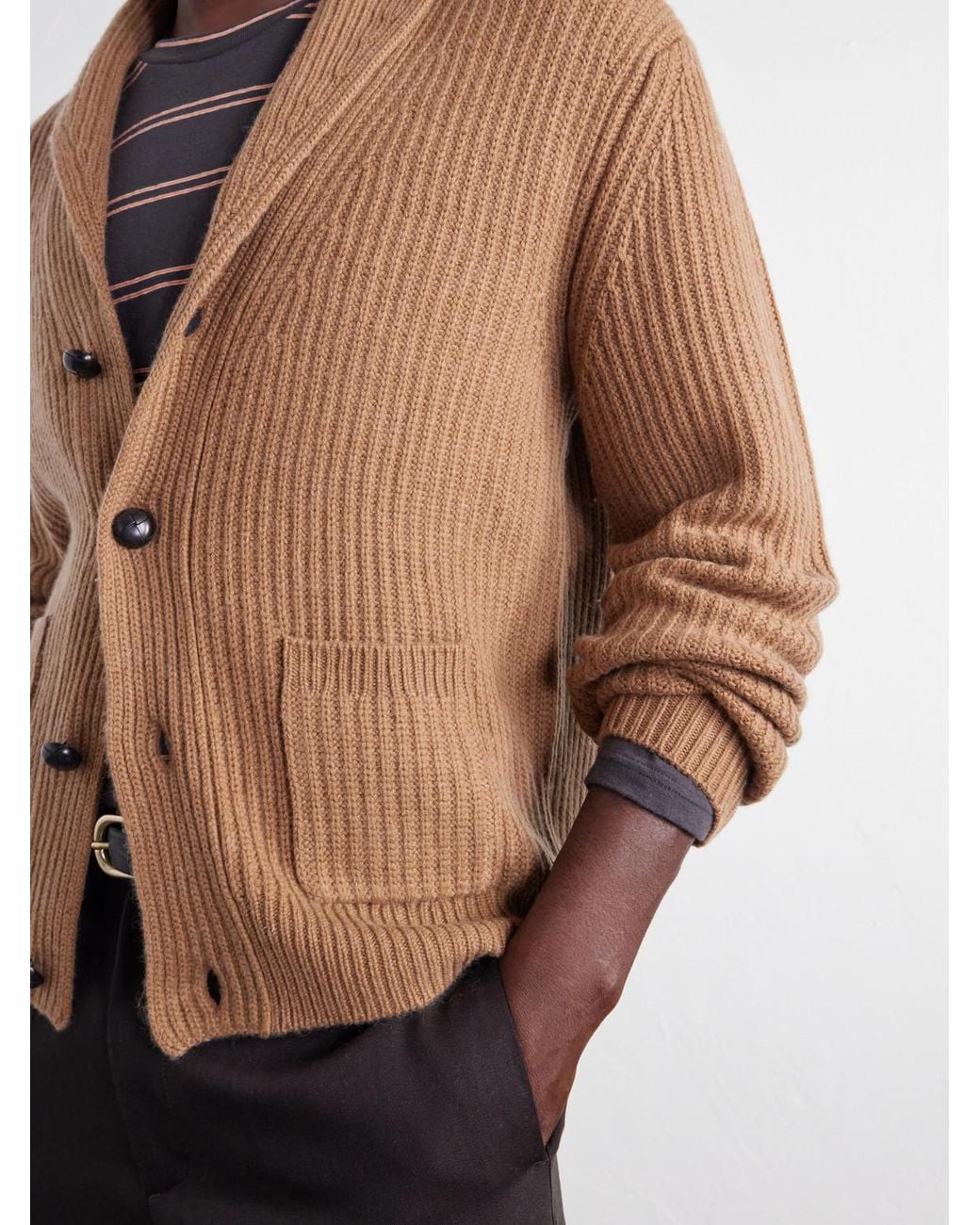Mr P. Natural Ribbed Wool And Cashmere-Blend Cardigan for men