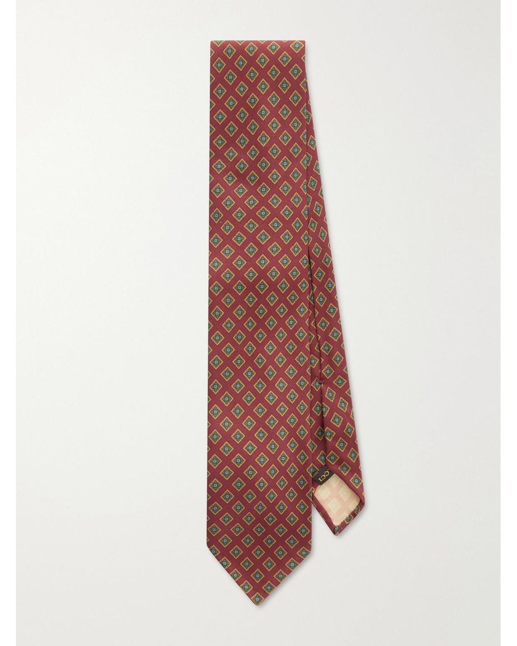 Rubinacci Red 8Cm Printed Silk-Twill Tie for men