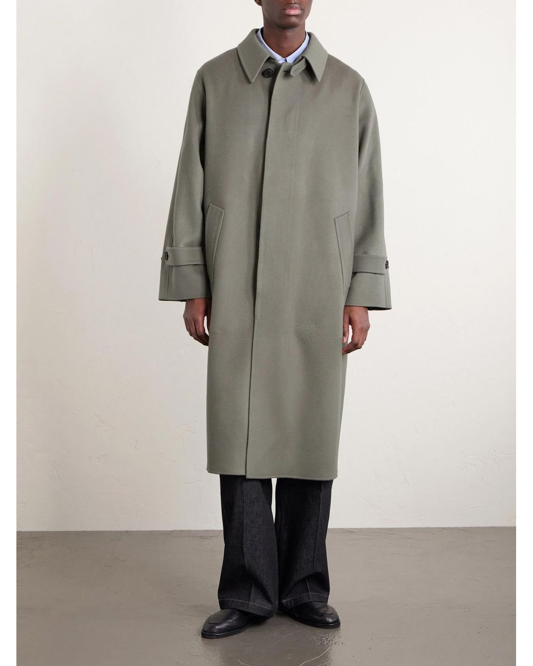 Auralee Natural Melton Wool Coat for men