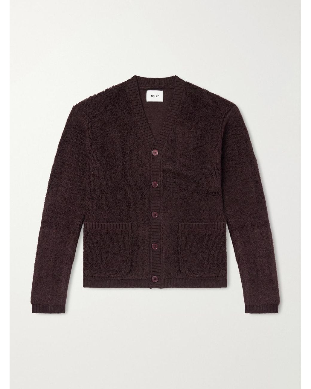 NN07 Brown 60064 Wool-Terry Fleece Cardigan for men