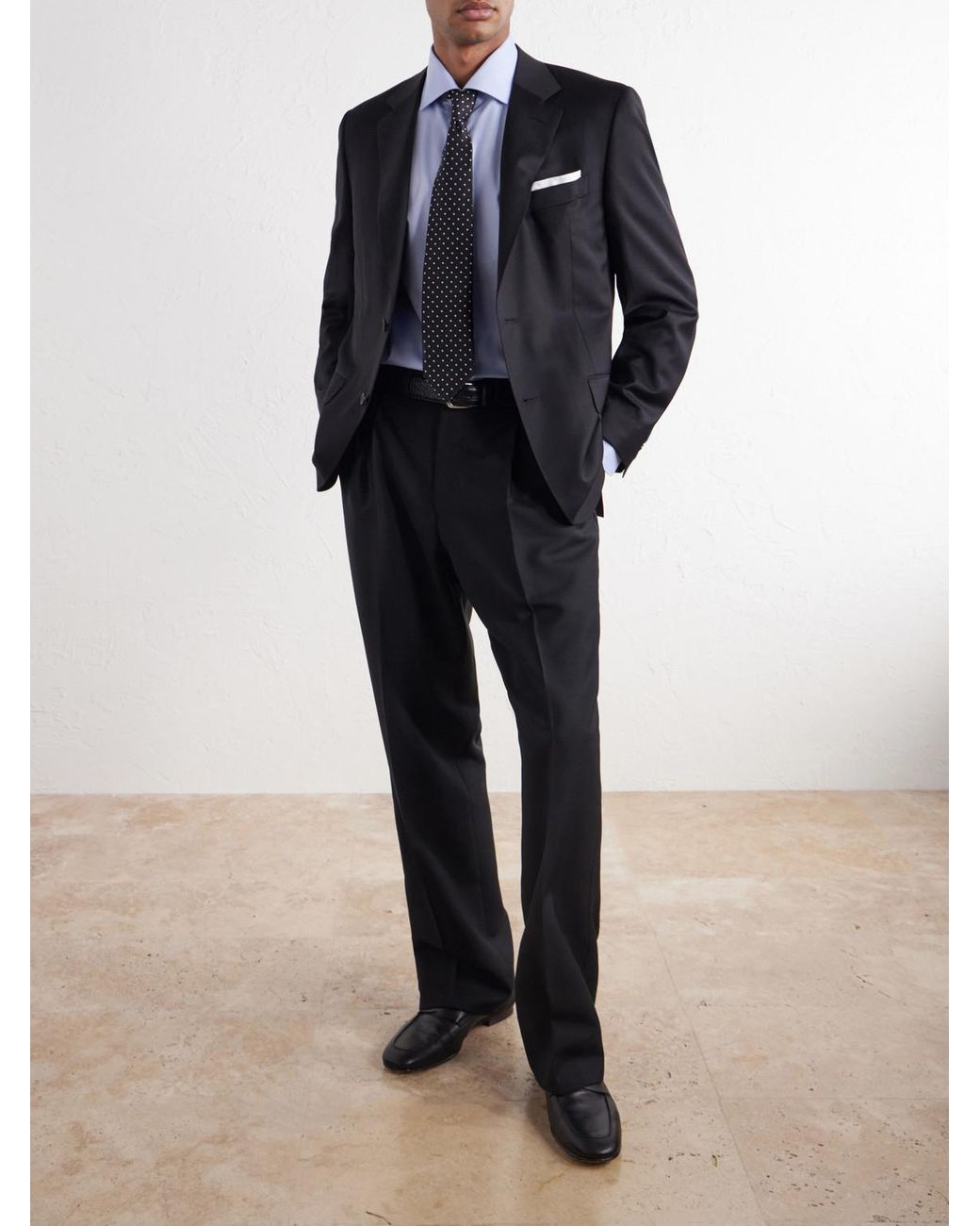 Canali Blue Impeccabile Cutaway-Collar Cotton-Poplin Shirt for men